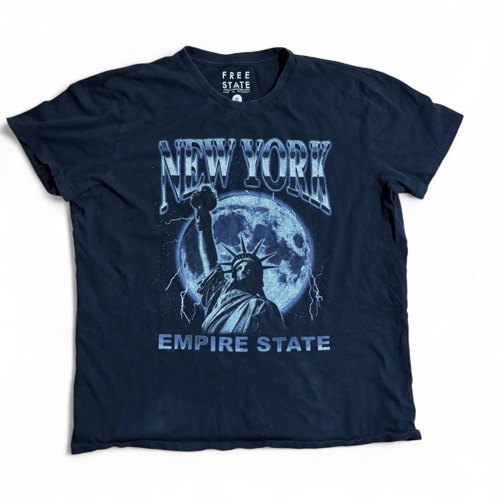 Free State New York Empire State Statue of Liberty Graphic T-Shirt Mens XL Black